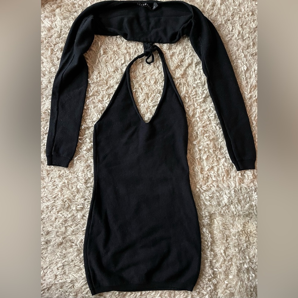 Lioness Black Dress With Sleeve Sweater